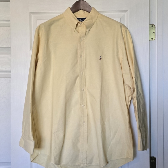 Ralph Lauren Polo Men's Yellow Oxford Button-Up Shirt 17 x 35 - Picture 1 of 6